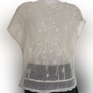 Wearable antique - real 1920s cotton flapper embroidered blouse